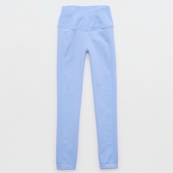 NEW Aerie Offline‎ Light Blue Ribbed Hi-Rise Seamless 7/8 Leggings Size XL - Picture 2 of 7